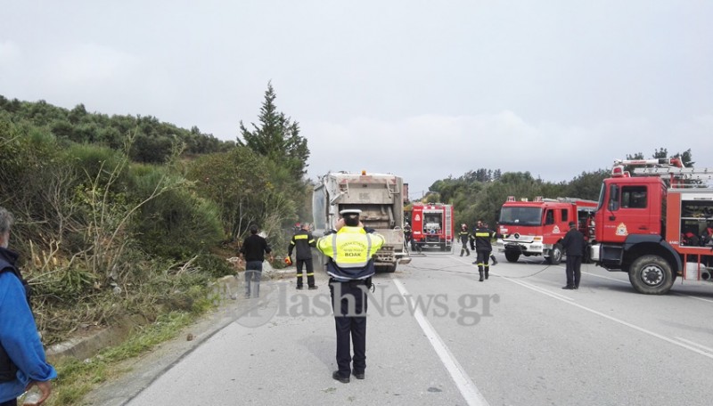 Νεκρός οδηγός απορριμματοφόρου μετά από τροχαίο στην εθνική Χανίων- Κισάμου