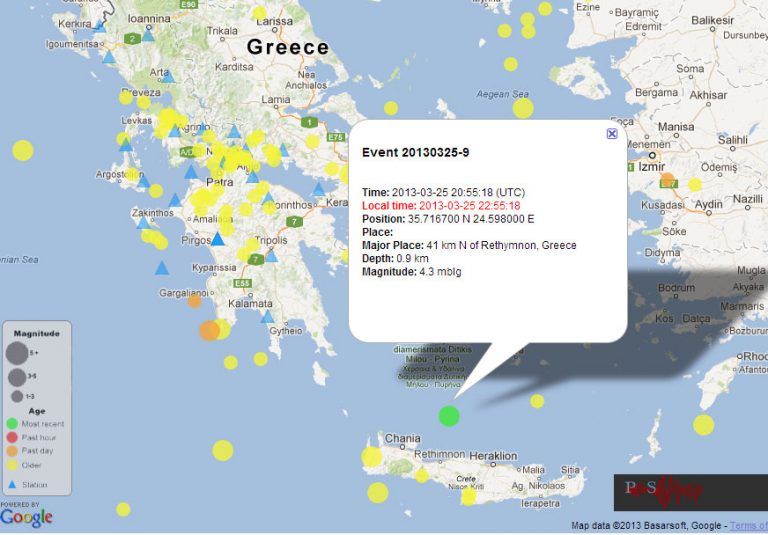 Σεισμική δόνηση 4,3 βαθμών της κλίμακας ρίχτερ βόρεια του Ρεθύμνου