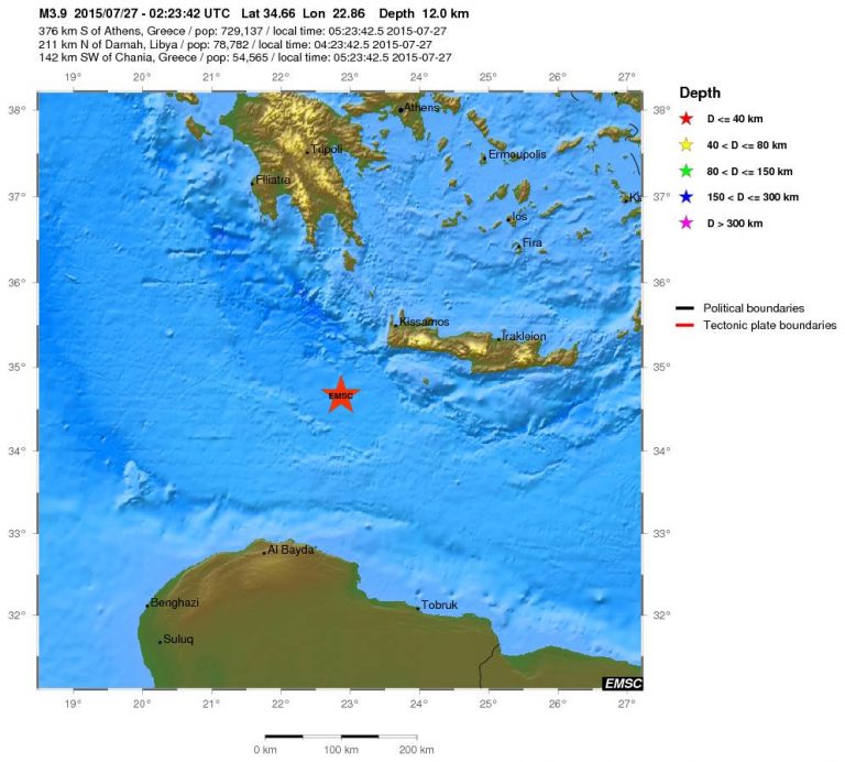 Χανιά: Ισχυρός σεισμός νότια της Παλαιόχωρας