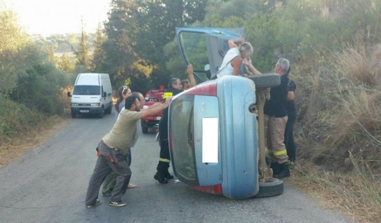 Χανιά: Τούμπαρε αυτοκίνητο στους Αγίους Πάντες (Video)