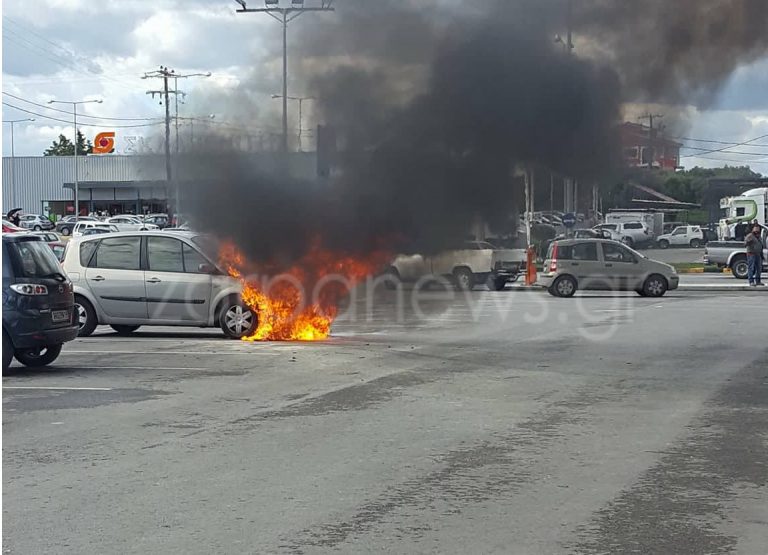 Χανιά: Λαμπάδιασε αυτοκίνητο σε πάρκινγκ στις Μουρνιές (φωτο)