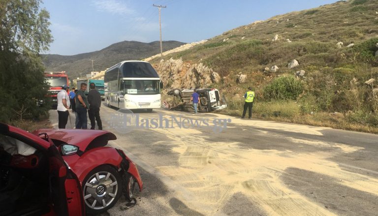 Τέσσερις τραυματίες σε τροχαίο στην εθνική Χανίων - Ρεθύμνου (φωτο)