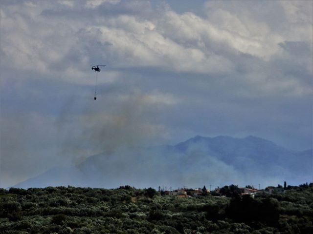 Μεγάλη φωτιά στον Αποκόρωνα κοντά σε σπίτια - Σηκώθηκε το ελικόπτερο (φωτο)