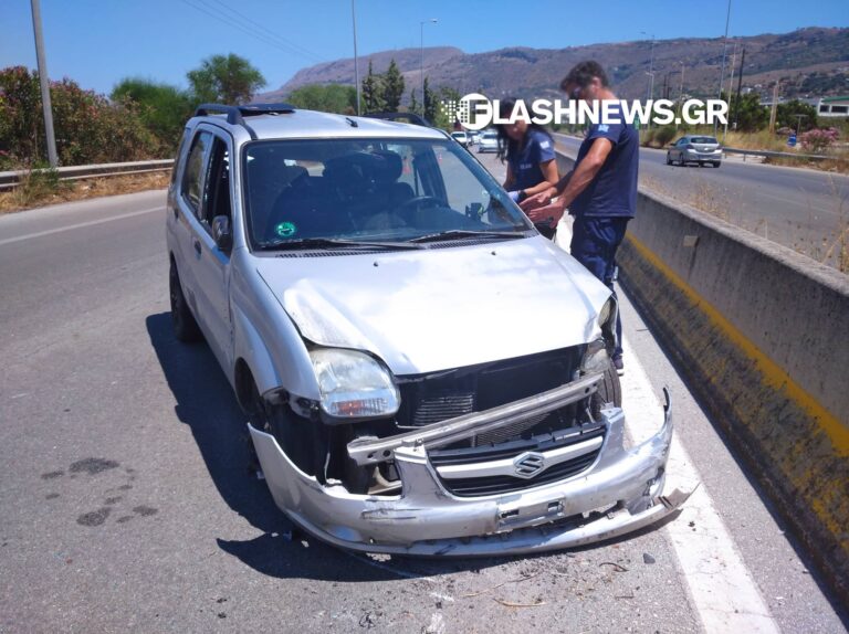 Xανιά: Τραυματισμός γυναίκας στον ΒΟΑΚ στο ύψος των Μουρνιών - Το ΙΧ χτύπησε στο τσιμεντένιο τοιχίο (φωτο)