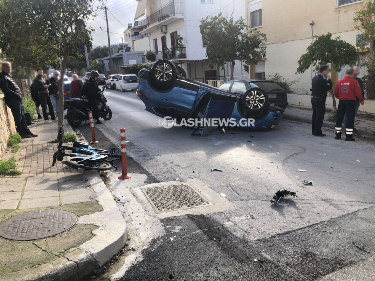 Χανιά: Τούμπαρε αμάξι μετά από σύγκρουση με άλλο ΙΧ! (φωτο)