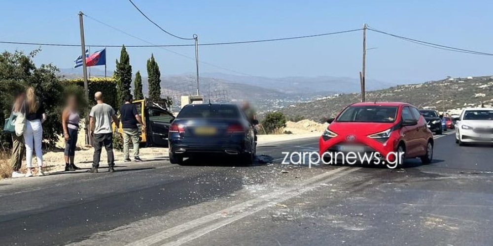 Χανιά: Τροχαίο με ταξί και φορτηγό στον δρόμο του Αεροδρομίου (φωτο)